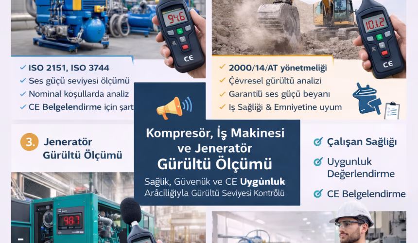 Kompresör, İş Makinesi ve Jeneratör Gürültü Ölçümü | CE Uygunluk Rehberi